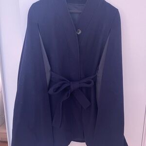 Women's Navy Wool Cape Coat